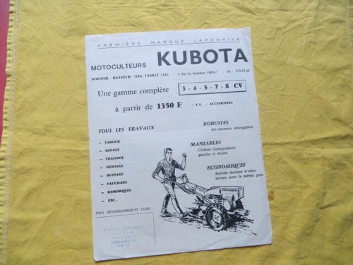 Motoculteurs kubota feuillet - -,