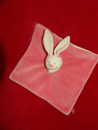 Doudou plat tex lapin rose - lapin,