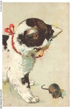 ASHP6-0333-CAT - DRAWING OF A CAT AND A MOUSE