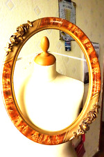 Beau cadre ancien ovale bois & stuc avec roses