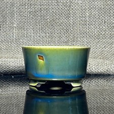 Unique Bonsai pot, handmade , 3 layers of colored glaze, size 3.2"