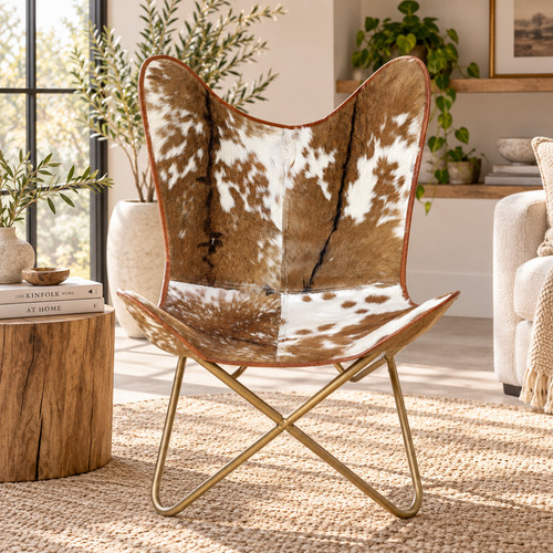 Chaise papillon cuir peau - en,