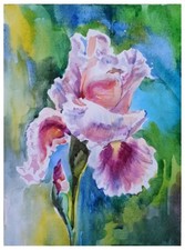 Peinture fleurs IRISES aquarelle ORIGINAL peinture iris art mural 9,25''/7''