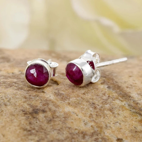Natural ruby stud - ruby,