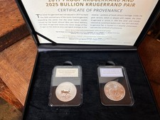 2017 & 2025 SOUTH AFRICA GENUINE FINE SILVER SLABBED PAIR OF KRUGERRAND'S (396)