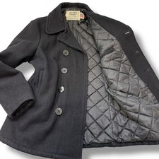 Schott NYC 740N Wool Pea Coat Jacket Black USA Made Mens Size 40 Blouson