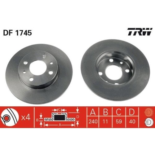 Disque frein trw - 2x,
