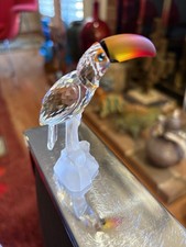 Swarovski Crystal Colored Toucan On A Branch Figurine From Paradise Collection