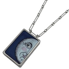 HERMES Boite a Reve Necklace Accessory Case Pendant Moon Necklace metal Silv...