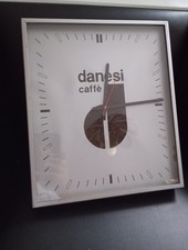 Vintage 70's DANESI CAFE Advertising Chrome Metal Pendulum Clock 40 x 30cm
