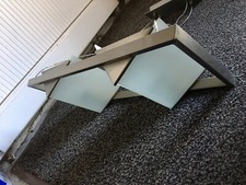 Lustre Suspension Plafonnier Vintage inox brossé verres Lampe Design 80 90