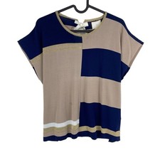 La Martina Blouse Top T Shirt En Viscose / Nylon Marron À Col Rond Taille 2 - S