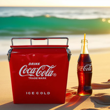 Coca-Cola Classic 13L/14Qt Metal Ice Chest Cooler, Insulation for Picnic＆Camping