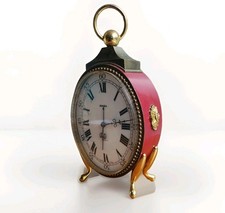Vintage Swiza Alarm Clock Neuchatle 15 Jewels Swiss Made Red Lacquer 8 Days