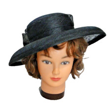 Ancien Chapeau Capeline habillé  femme noir 20ème cérémonie cinéma théâtre