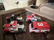 W Tyco Tcr Slotless Slotcar Lot Of 4 3 Perterbuilt rigs And Dodge Van Used