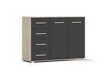 Commode tiroir buffet FRIDA 01 2D4S 135 cm chêne Sonoma/noir