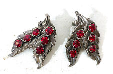 Antique Vintage 1940/50s Clip On Earrings with Red Stones