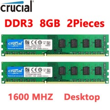 Crucial DDR3 16GB (2X8GB) KIT 1600 MHz PC3-12800 DIMM 240Pin non-ECC Memory RAM