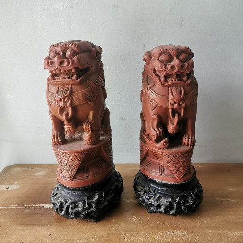Paire chien fô résine - de,