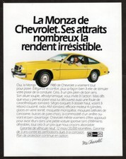 1980 CHEVROLET Monza Vintage Original Print AD | Yellow car photo Canada Chevy