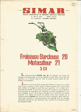 SIMAR MOTOR CULTIVATOR 21 + MILLING MACHINE 20 / catalogue brochure leaflet prospectus