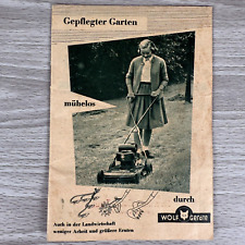 Vtg 1955 Lawn Brochure Wolf Garten Equipment Mower Tools Guide & Old Reciept
