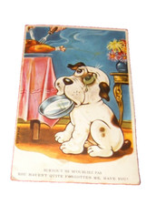 SOUND SYSTEM POSTCARD PUPPET chien & its bowl n29