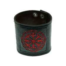 Bracelet Cuff En Cuir Nordic Compass Protecteur Biker Gothique