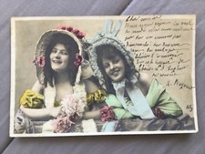 Old postcard fantasy - portrait young women 