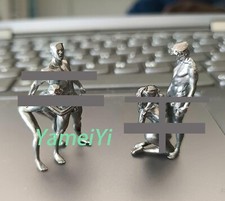 2Pcs Black Solid Bronze Copper Statue Hand Carved Nude Love Women Man Amulet New