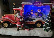 Rare Coca-Cola Christmas Lightup Musical Truck/Santa/Train By Bradford Exchange