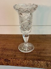 Luzerne Cut Glass Company-American Brilliant 'OLGA' Pattern Footed Vase C. 1890