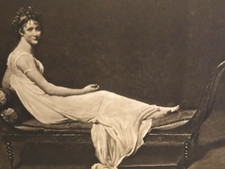 Antique Portrait Print c1901 | Madame Recamier by Jacques Louis David | Louvre