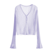 Femme Long Évasé Manche Pull Cardigan Boléro Court Tricoté Haut