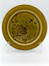 Assiette ancienne HB Choisy-le-Roi faïence brun miel décor bulles de savon 21,8