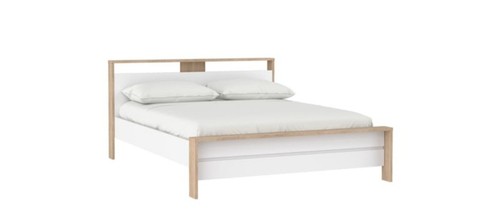 Cadre lit bois beige - de, beige/blanc