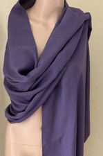 Women's Pashmina Scarf Shawl Wrap Purple Fringe Lightweight 24x72 Italy