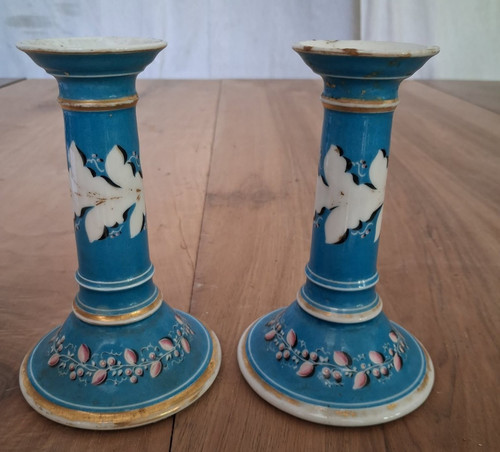 Paire bougeoir porcelaine - bougeoir,