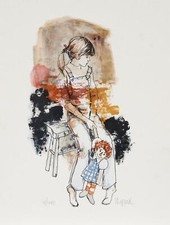 Richard Shepard, Fille Avec Raggedy Ann Doll, Lithographie, Signée Et Numéroté