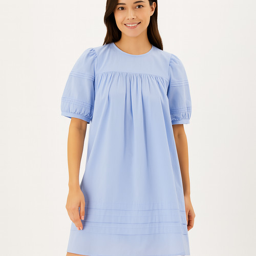 Robe courte bleu manches - robe,