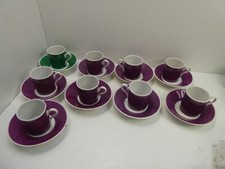 9 RICHARD GINORI ITALIAN POTTERY DEMI TASSE ESPRESSO CUPS & SAUCERS MID CENTURY
