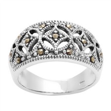 Silverly Argent simule marcassite oxyde style Art Deco Bague