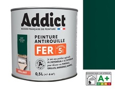 Peinture fer antirouille glycéro ral 6005 vert mousse brillant 0.5L ADDICT décor