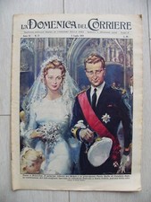 1959 La  Domenica del Corriere Mariage Prince Albert de Belgique et Paola