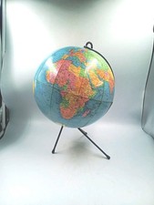 Vintage Girard Barrier Foot Tripod Map Earth Globe 1960s Geography