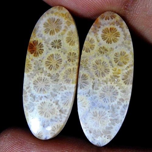 Paire ovale cabochon pierre