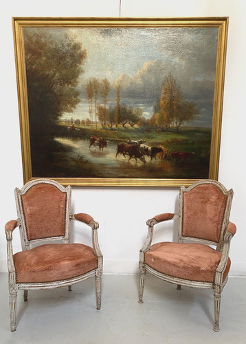 Paire fauteuils louis - louis, xvi