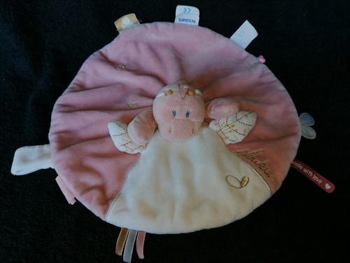 Doudou plat dragon rose blanc