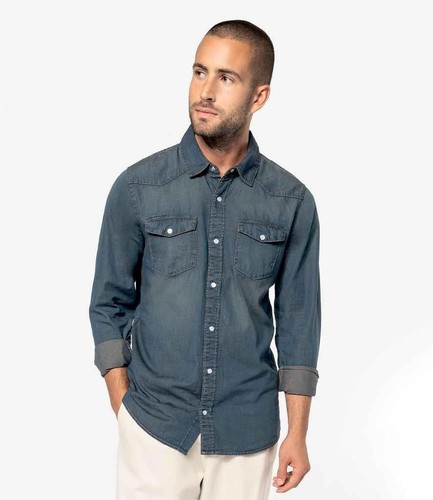 Chemise jean manches - chemise,